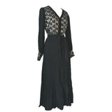 Shubette vintage late 1960s silver and black chiffon evening dress