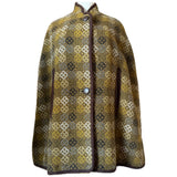Brown, cream and mustard Welsh wool tapestry vintage cape