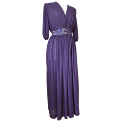 Muted purple vintage 1970s sequin waist disco midi dress