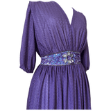 Muted purple vintage 1970s sequin waist disco midi dress