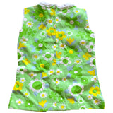 Lime green flower power daisy baby girls mod 1960s dress