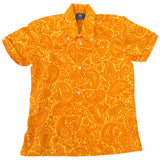 Psychedelic orange and brown paisley unworn kids 1960s short sleeved shirt