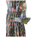 Melbray grey and pink rose print cotton 1950s day dress