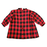 Red and black plaid 1960s baby girls smocked panel dress